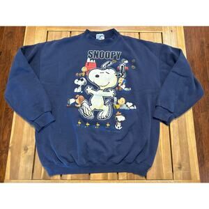 Vintage 90s PEANUTS Charlie Brown Snoopy Woodstock Graphic Crewneck XL RARE